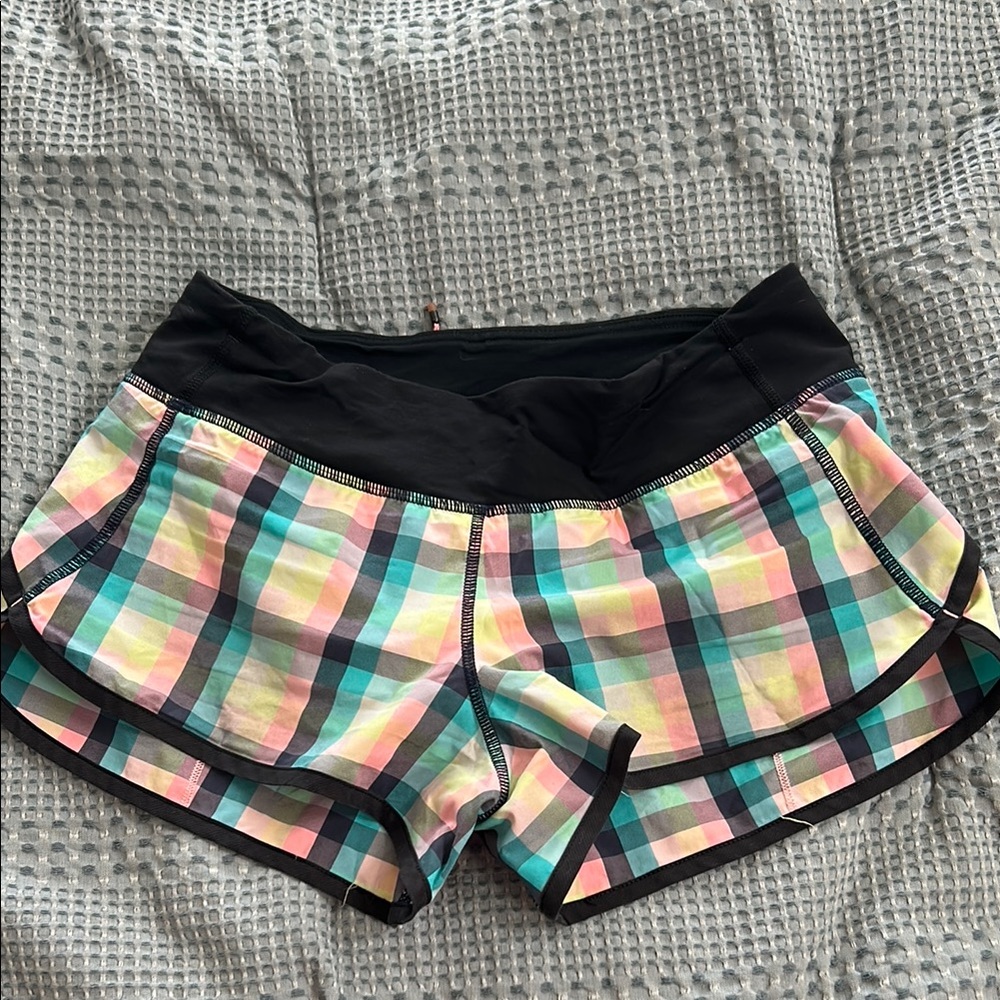 Colorful Plaid Lululemon Speed Shorts